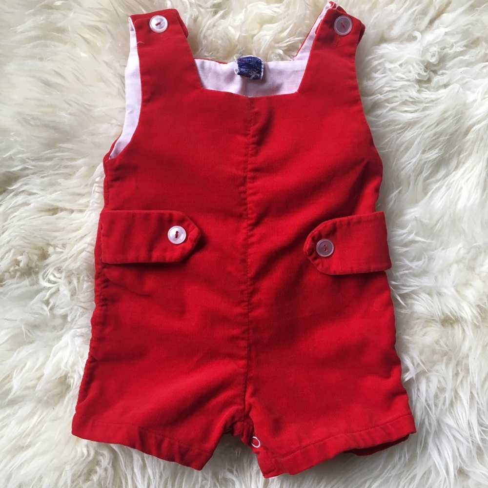Vintage Red velveteen jon jon 0-3 months